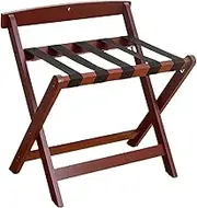 Room Luggage Rack with Back, Enhance Strong Version Folding Hard Bamboo Wood Luggage Holder Suitcase Rack for Guest Room,Bedroom,Hotel Red Wine