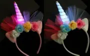 LED Light up Unicorn Headband Girls Party Decorative Floral Headpiece 4 pks