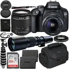 Canon EOS 4000D / T100 DSLR Camera + Lens Kit: 18-55mm + 500mm & More