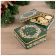Farmhouse Biscuits, "Christmas Wreath" Holiday Cookies in Embossed Tin, 14 oz