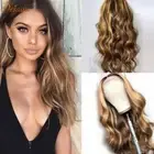 4/27 Ombre Honey Blonde HumanHair Wig BodyWave 13x4 Lace Frontal Human Hair Wigs