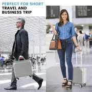CostwayPC Hard Shell Suitcase with Spinner Wheels and Laptop Compartment for Business, Airline Approved