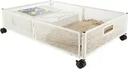 WOPPLXY Underbed Storage on Wheels - Metal Under Bed Storage Drawer with Wheels - Foldable Underbed Organiser Cart - White
