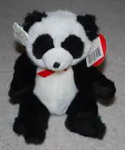 Russ Totally Poseable Panda Bear Stuffed Bean Bag Plush 10" Black & White Teddy