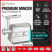 Flora Max 3000W Electric Meat Mincer Sausage Kibbeh Maker Slicer Shredder Kit