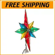 Kurt Adler 10-Light Multicolored Capiz Star Treetop - 12-Inch Holiday Elegance