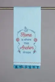 Peking Handicraft 04JES999C Home is Anchor Drops Pom Pom Kitchen Towel, 22-inch