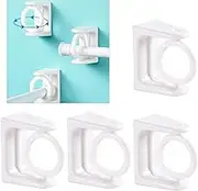 Taicols 4Pcs Self Adhesive Curtain Rod Bracket, 360° Rotating Ring Curtain Rod Brackets, ABS Wall Bracket Hooks, Nail Free Tension Rod Curtain Rod Holders, No Drilling Curtain Rod Hooks Hangers Holder