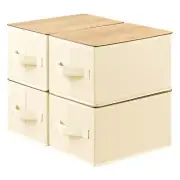 Storage Bins with Bamboo Lid - Stackable Storage Bins with Handles, Small Sto...
