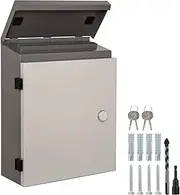 Wall Mounted Metal Mailbox, Outdoor Security Locking Suggestion Box, Fundraising Box, Waterproof Design (Off White)