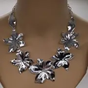 Chico's Hammered silver Leave Necklace NWT