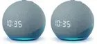 [2 Pack] New Echo Dot 4th Gen Smart speaker with clock and Alexa Twilight Blue