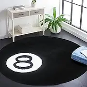 8 Ball Rug, 40 Inch Large Black Round Tufted Area Rug, Billiard Pool Carpet for Bedroom Children's Playroom Living Room Non-Slip Fluffy Decor