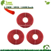 3 Rolls 2.7mm X 100m lawn Srting trimmer Whipper Snipper Cord Brushcutter Round