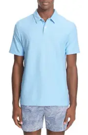 Onia Alec Reverse Terry Regular Fit Polo Shirt, Placid Blue, Size XXL, MSRP $85