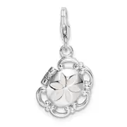 Sterling Silver Amore La Vita Rhodium-Plated Polished 3-D Enameled Compact Charm With Fancy Lobster Clasp