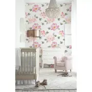 Pink Floral self adhesive Flowers wall Wall Mural Watercolor removable wallpaper