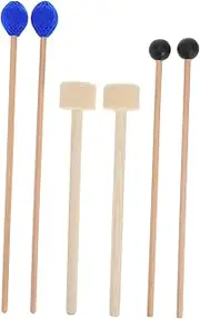 Toddmomy 6Pcs Felt Head Drum Mallets Versatile Percussion Mallets for Music Learning Performances Practice Durable Wood Construction Bass Drum Timpani Accessories
