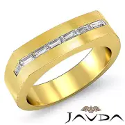 Gorgeous Baguette Diamond Ring 6mm Mens Half Wedding Band 18k Yellow Gold0.5Ctw