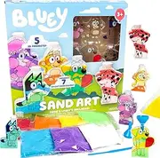 Bluey Sand Art Kit - Create Your Own & Bingo Art, 7 Bottles & 5 Cool Colors, Great Birthday Party Supplies, At-Home Craft Activity for Ages 3-6, Multicolor
