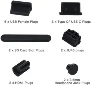 USB Port Cover 6 Types Silicone Laptop Ports Cover Dust Plugs Caps for T 20 Pcs