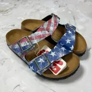 NEW Birkenstock Birki's Santiago Sandals SIZE 35 US 4 NARROW Flag Stars Stripes