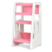 Giantex Kids Step Stool Toddler Learning Stool Adjustable Toddler Tower Kitchen Countertop Bathroom Pink