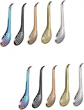 OKUMEYR 2sets Made Colander Spoon for Caviar Skimmer Spoon Sturdy Stainless Steel Strainer for Home Kitchens Hotels 5pcs*2