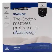 NEW Protect-A-Bed Cotton Terry Staynew Fitted Waterproof Mattress Protector Quee