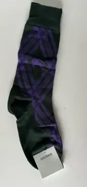 Burberry 3 Bar Socks Wine/Royal M (8-10 US / 38-40 Euro) 8079927 NWT $140