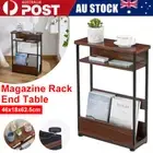 7.1" Narrow Side Table 3 Tier W/ Magazine Rack Small End Table for Small Spaces