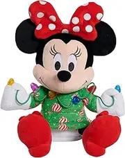 Just Play Disney Holiday Minnie Mouse 9-inch Feature Plush Stuffed Animal with Lights and Sounds, Kids Toys for Ages 3 Up