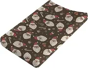 Vintage Christmas Santa Baby Changing Pad Cover Cute Santa Claus Fir Cherry Leaves Candy Stocking Diaper Changing Table Sheets for Boy Girl Soft Stretchy Fitted Baby Diaper Change Table Mat 32''x16''