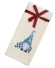 Avanti Gnome Fingertip Towels Embroidered Christmas Set of 2 Blue White Holiday