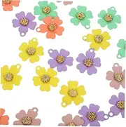 [TEHAUX] Create Your Own Jewelry 25pcs Painted Alloy Flower Charms Perfect for Diy Necklaces Bracelets
