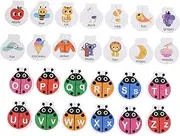 BRIGHTFUFU Educational Toy Set ABC Matching Game Wooden Alphabet Letters Learning Alphabet Game Memory Skills Enhance