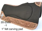 Western Brown Wool Felt Saddle Pad with Leather Edge Wear 1.0" thick: Cross