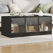 Coffee Table with Glass Doors & Storage, Living Room Furniture - Modern Black Table for Apartment, Coffee, Decor and Livingroom Spaces