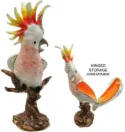 Cockatoo Jeweled Trinket Box with Austrian Crystals, White #2