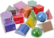 CAXUSD 15pc Manipulatives Set for Boys and Girls Translucent Light Table Toys Counting Blocks Geometric Shapes 3d Teaching Tools Math Educational Toys