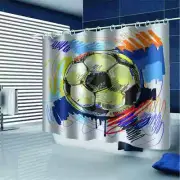 Colour Drawing Football 3D Shower Curtain Waterproof Fabric Bathroom Decoration