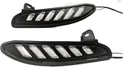 Car LED Daytime Running Light DRL Flowing Turn Signal Day Light Fog Lamp for Toyota for Harrier for Venza for K-Cross 2020 2021 2022 Car Accessories(White Yellow Blue)