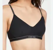 Calvin Klein Women's XS Pure Ribbed Light Lined Bralette QF6439 Black