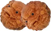 2 Pcs Hand Massage Handball Chinese Hand Balls Wooden Massage Tool Wooden Emotion Ball Chinese Home Gadgets Mini Thuja Khaki
