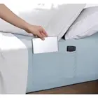 Queen Size Microfiber Fitted Sheet with 8 In. Double Storage Pockets, Blue Fog