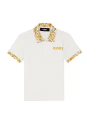 Versace Kids Printed Piqué Cotton Polo Shirt - White - 24MON (24 Months) 24MON (24 months)