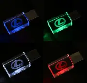 USB Flash Drive 2.0 Metal Stick Lexus Lover Driver Gift Car Logo Cool LED Light