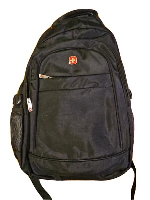 Swissgear 17" Laptop Commuter Backpack Black 3 Zippered Compartments + 2 Pouches