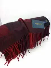 NWT Club Room Men's Red Black Soft Fringed-Trim Cashmere Winter Scarf Checkered