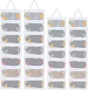 GOCOHHI 4 Pcs Sock Laundry Bag, Socks Organizer Mesh Bags for Washing Machine, Large Wash Bag Hanging for Stocking Underwear Bra Lingerie, Travel Organizer for Adults & Children, 28 Pockets